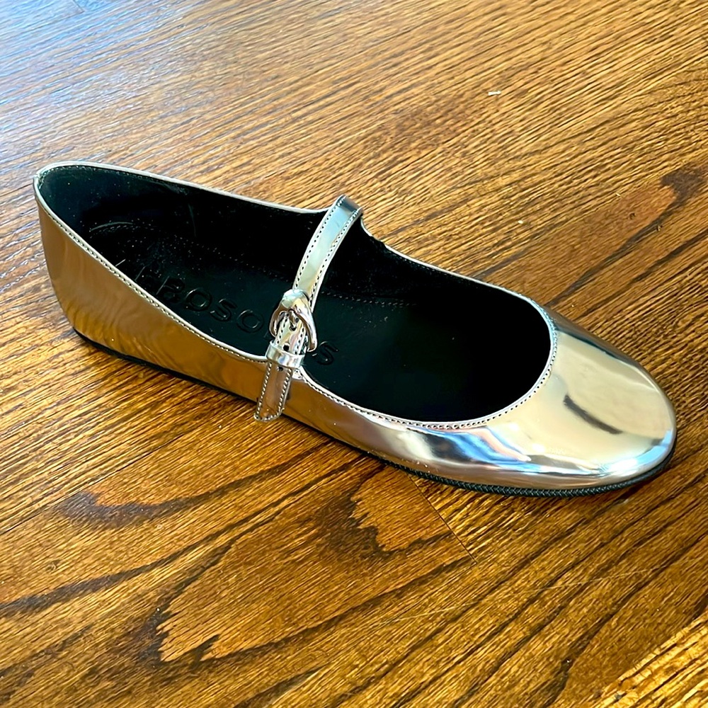 Silver mary jane shoes
